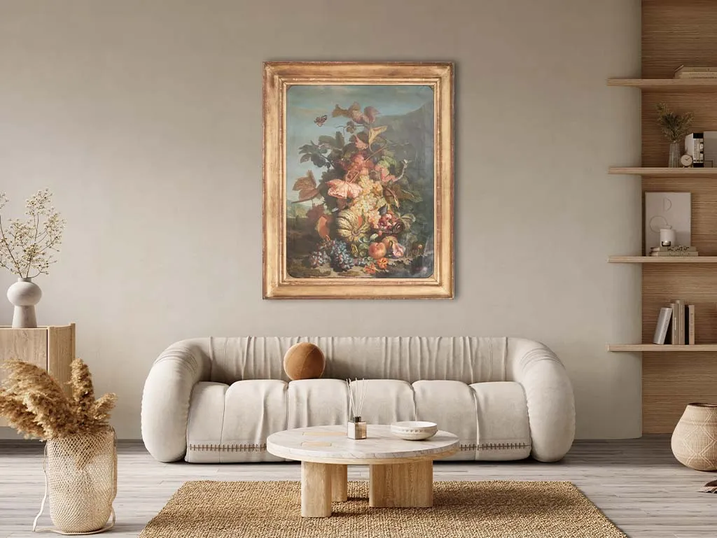 1866 Autumn Still Life Painting by H.E. Delorme – Signed, Original Frame 50½ x 40½"