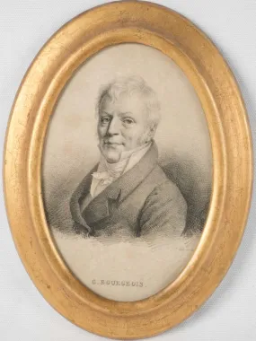 Antique French engraved portrait of a man in gilded frame 12¼" x 9½"
