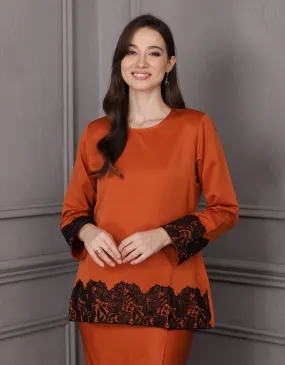 BAJU KURUNG KEDAH JULYA (BURNT ORANGE)
