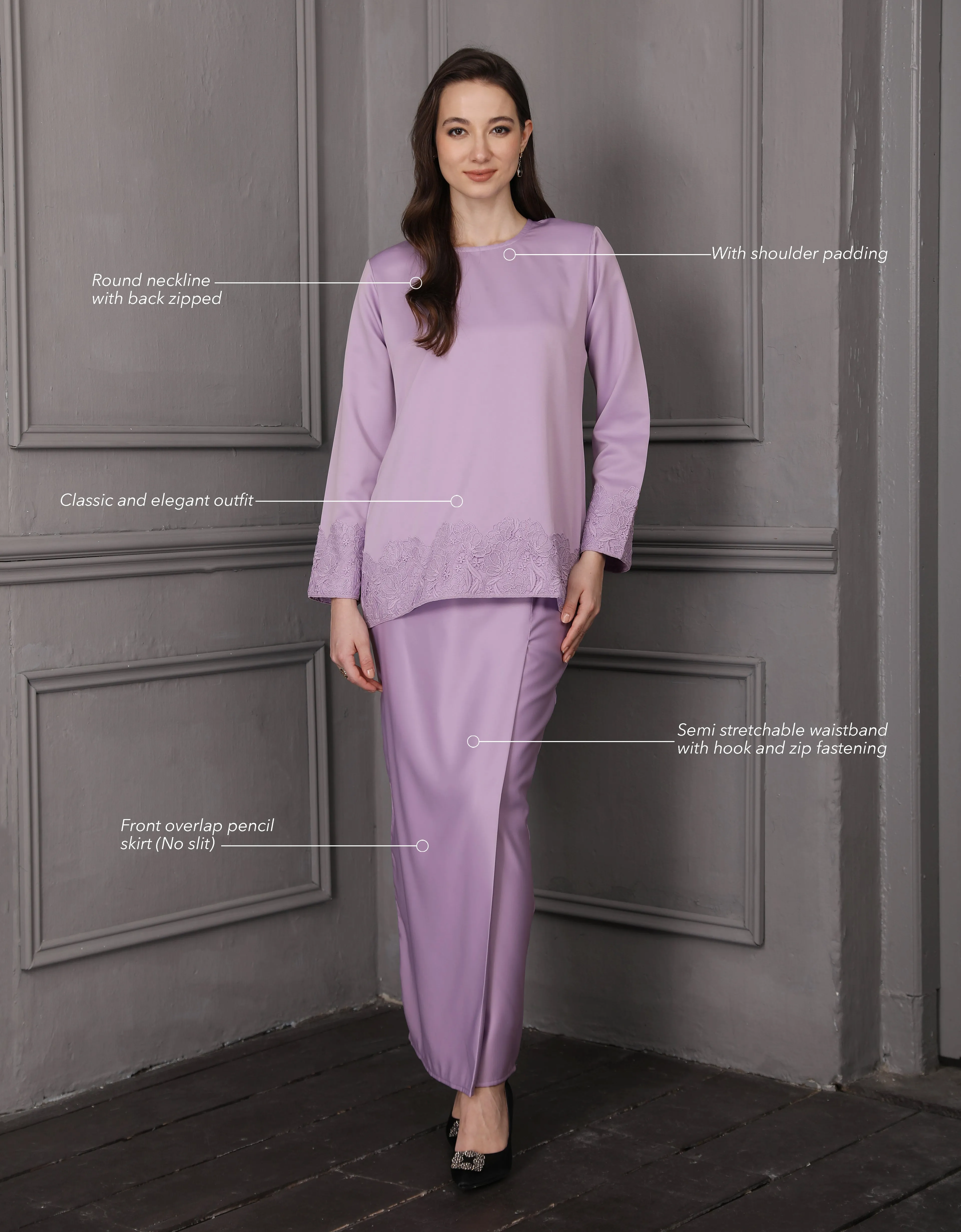 BAJU KURUNG KEDAH JULYA (LILAC)