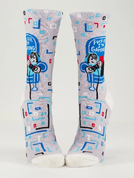 Blue Q Women's Crew Socks | Fuck Off, I'm Gaming