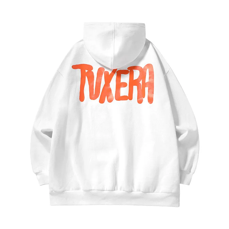 Cartoon TV man letter-printed pullover drawstring hoodie