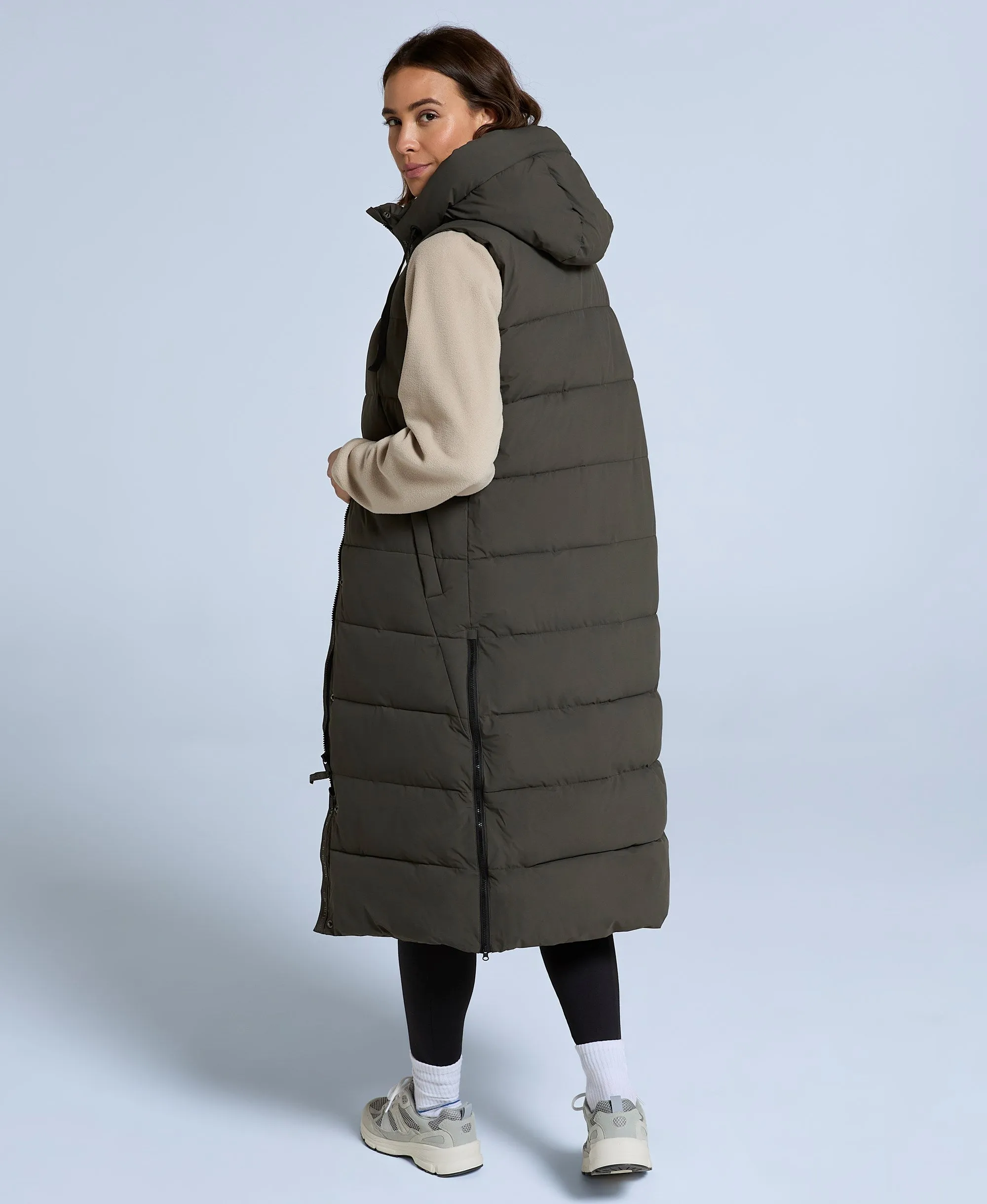 Comfort Zone Womens Longline Gilet - Dark Khaki