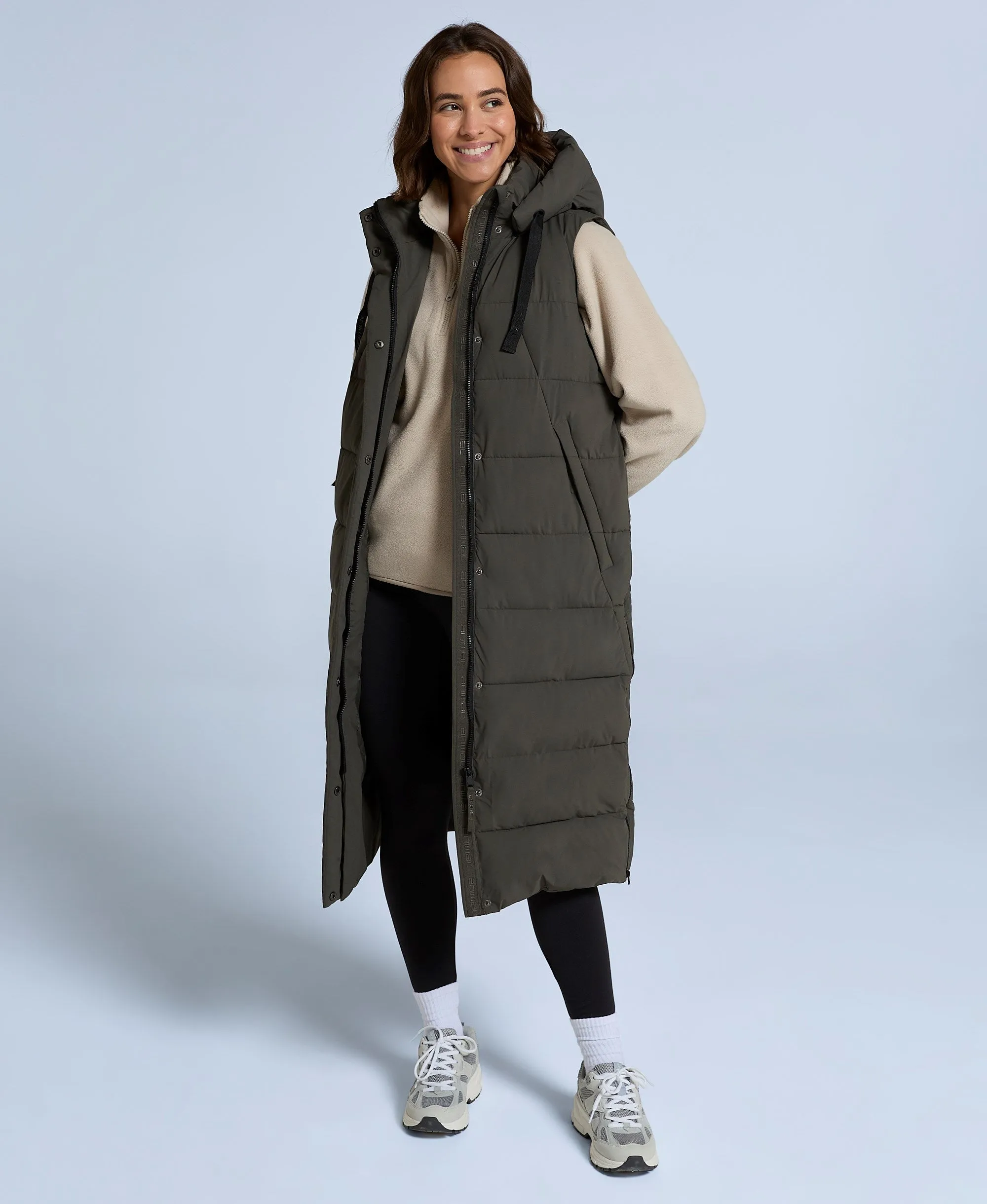 Comfort Zone Womens Longline Gilet - Dark Khaki