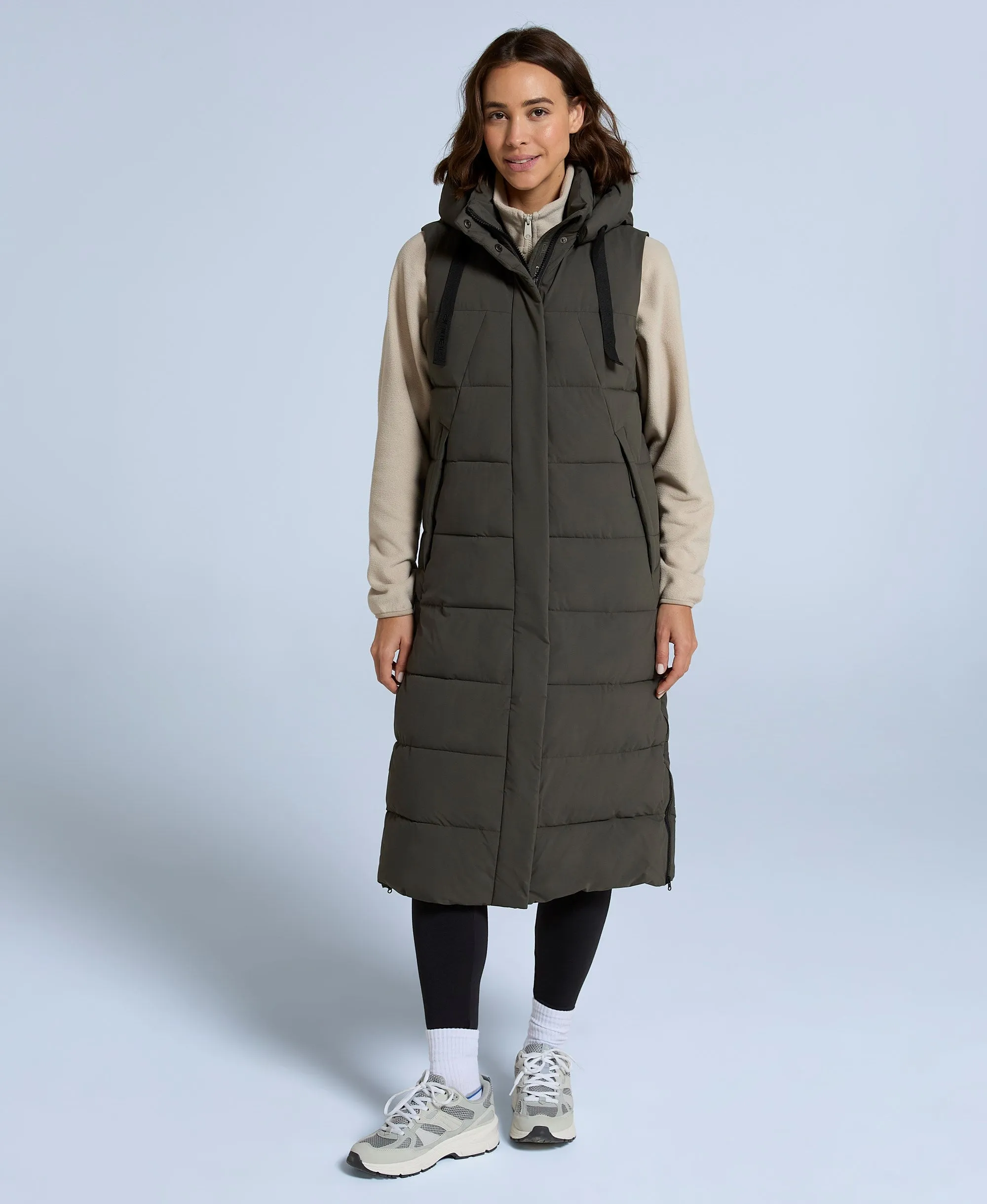Comfort Zone Womens Longline Gilet - Dark Khaki