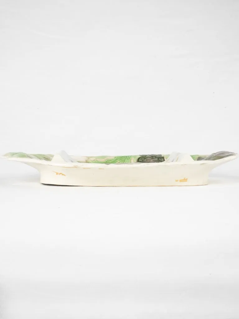Curved asparagus cradle w/ purple artichoke detail 10¼" x 15"