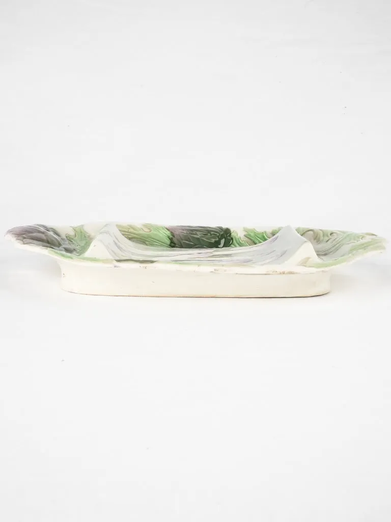 Curved asparagus cradle w/ purple artichoke detail 10¼" x 15"