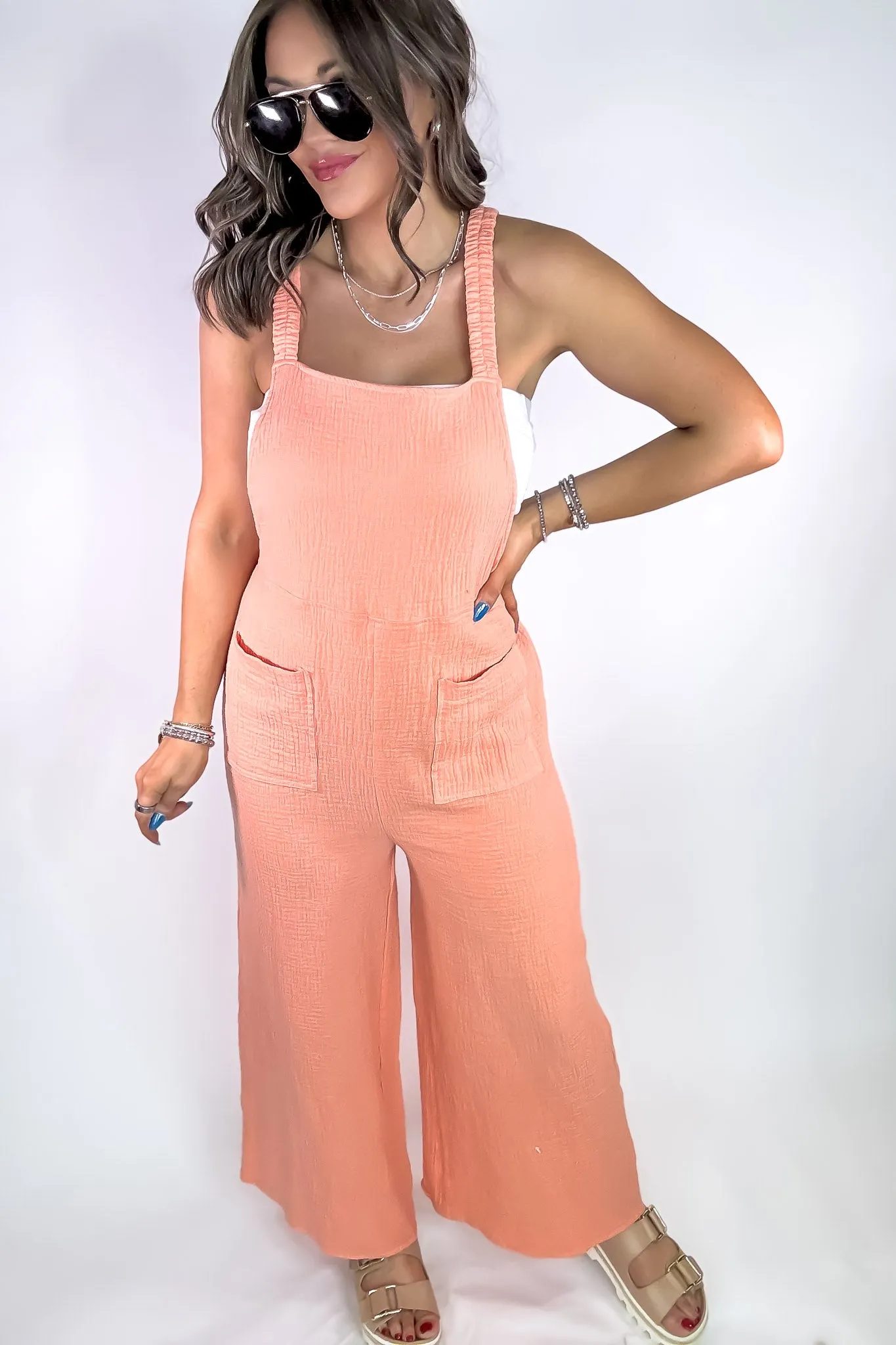 Double Up Tangerine Overall Jumpsuit