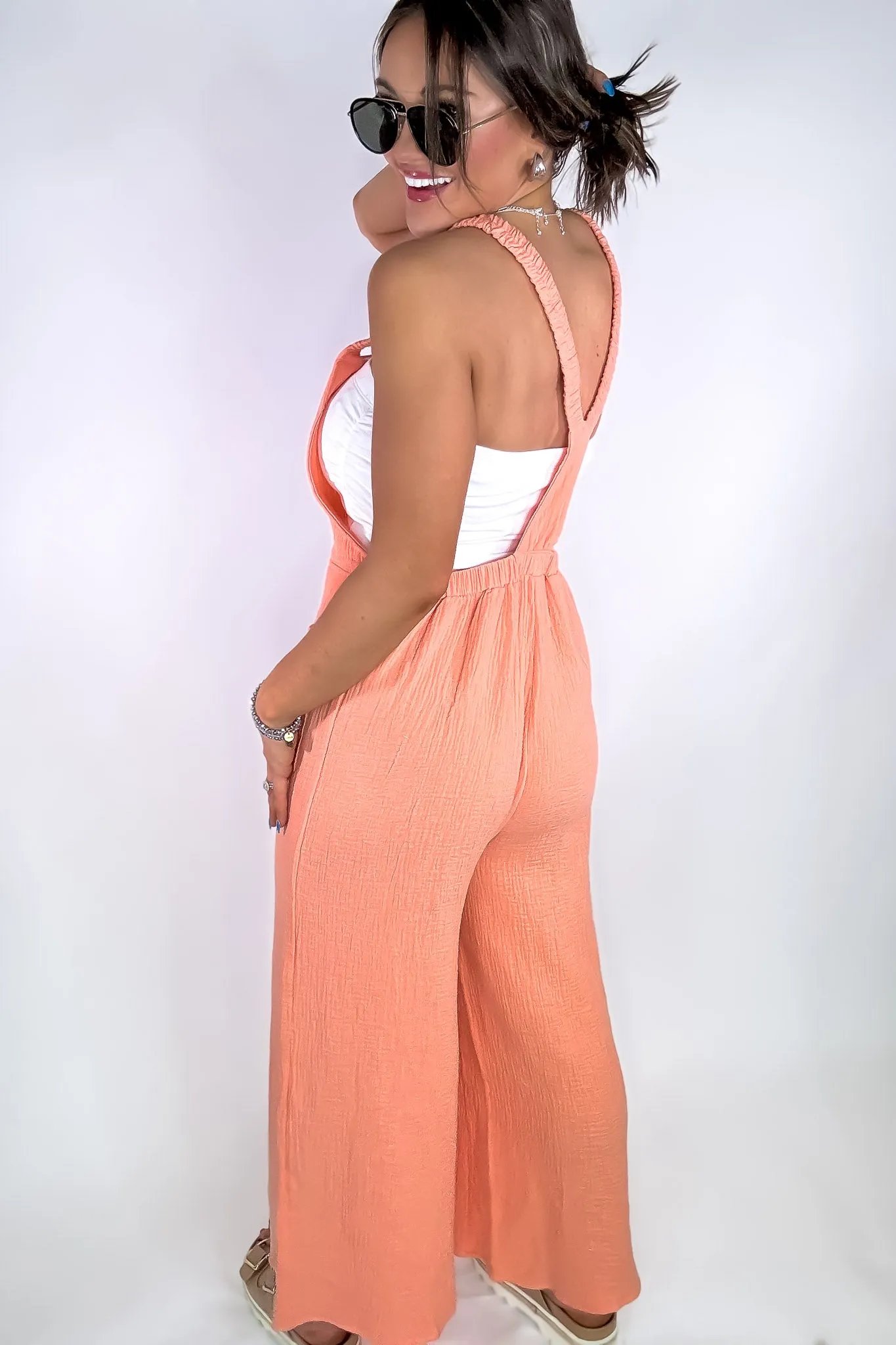Double Up Tangerine Overall Jumpsuit