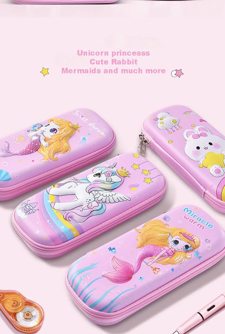 Fancydresswale Pencil Box 3D Pencil Pouch and Stationery Set Large Capacity for Boys and Girls (Unicorn Magical)
