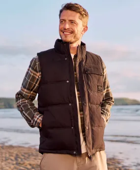 Fistral Mens Cotton Padded Borg Lined Gilet - Black