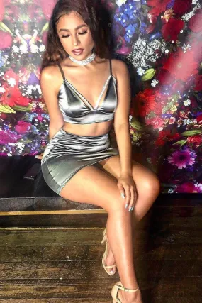 Grey Crop top and Skirt Co-ord - Jazmina