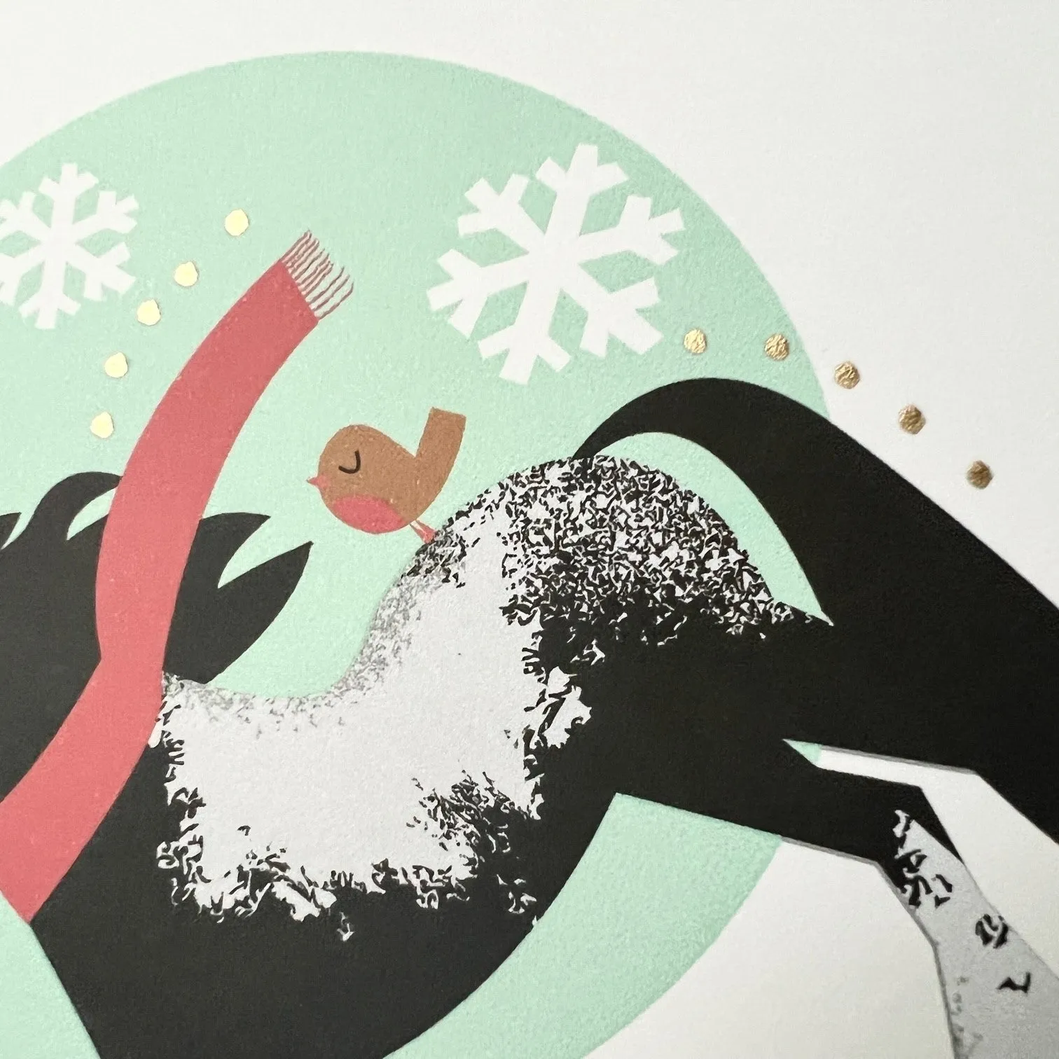 Horse Cosy Winter Scarf Christmas Card with hand painted gold leaf  --- CHDCX2