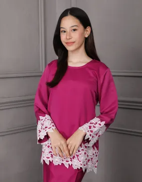 KIDS BAJU KURUNG KEDAH JULYA (FUCHSIA PINK)