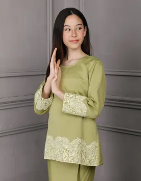 KIDS BAJU KURUNG KEDAH JULYA (GREEN TEA)