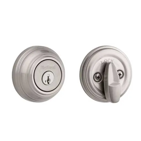 Kwikset - 980 - Deadbolt - Single Cylinder - Round Rose - 15 - Satin Nickel - SmartKey Technology - Grade 1