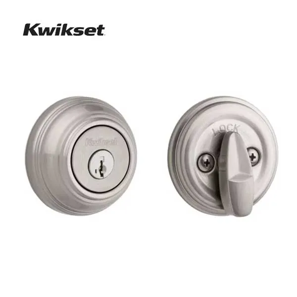 Kwikset - 980 - Deadbolt - Single Cylinder - Round Rose - 15 - Satin Nickel - SmartKey Technology - Grade 1