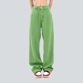 Light green women's denim pants