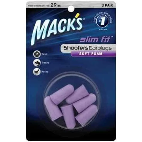 Macks Shooters Slim Fit Foam Ear Plugs (NRR 29 | 3 Pairs)
