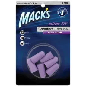 Macks Shooters Slim Fit Foam Ear Plugs (NRR 29 | 3 Pairs)