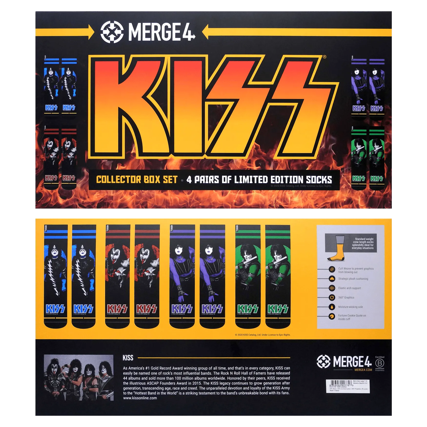 Merge4 KISS Collection LTD Crew Socks Box Set (4 Pairs)