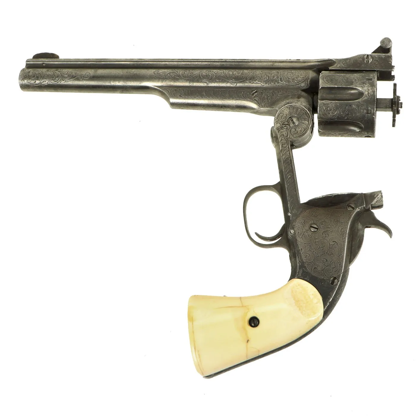 Original U.S. Smith & Wesson 2nd Model American No. 3 Engraved Revolver with Walrus Ivory Grips - Serial 18942