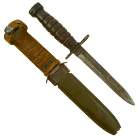 Original U.S. WWII M4 Bayonet by Rare Manufacturer Aerial Cutlery Company, Marinette, Wisconsin for the M1 Carbine with M8 Scabbard