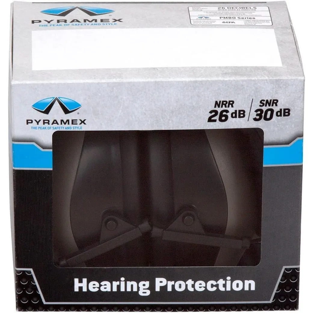 PM80 Series Folding Earmuff, Low Profile Design, Soft Foam Ear Cups, NRR (Noise Reduction Rating) 26 Decibels