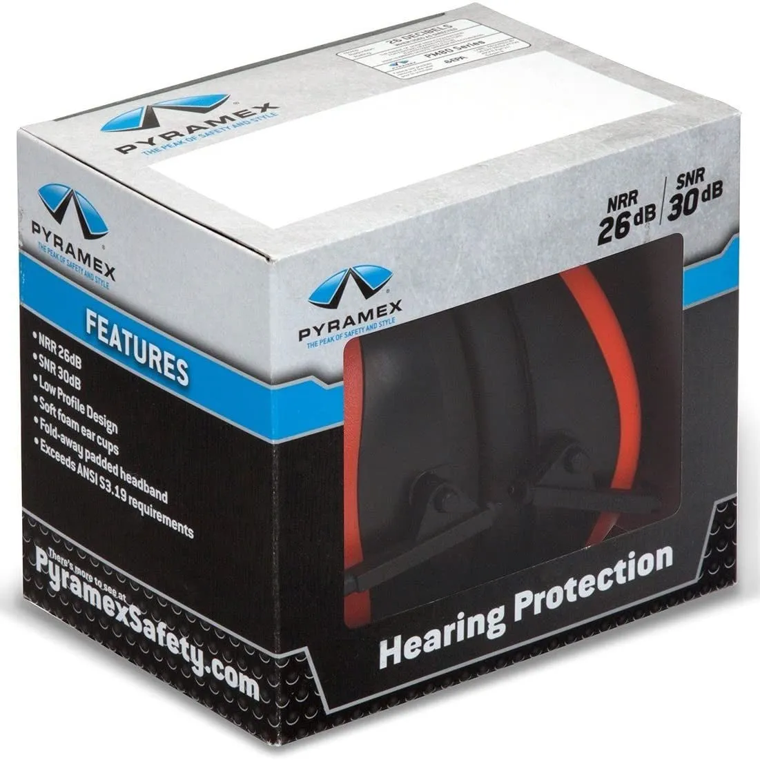 PM80 Series Folding Earmuff, Low Profile Design, Soft Foam Ear Cups, NRR (Noise Reduction Rating) 26 Decibels