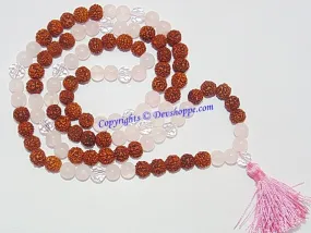 Rudraksha Rose Quartz combination mala for Love and Romance