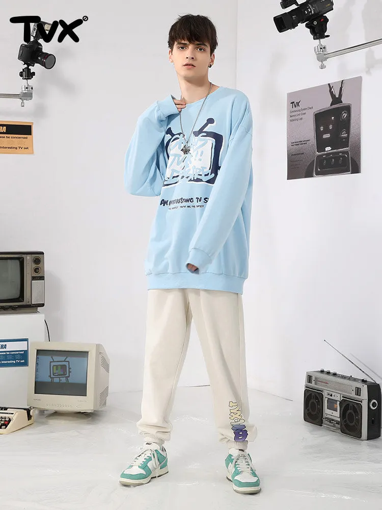 Streetwear TV letter-print couple pullover hoodie