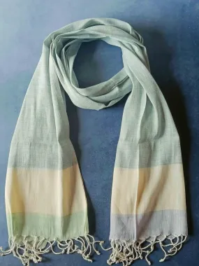 Striped Hemp Fabric Unisex Stole- Green & Yellow