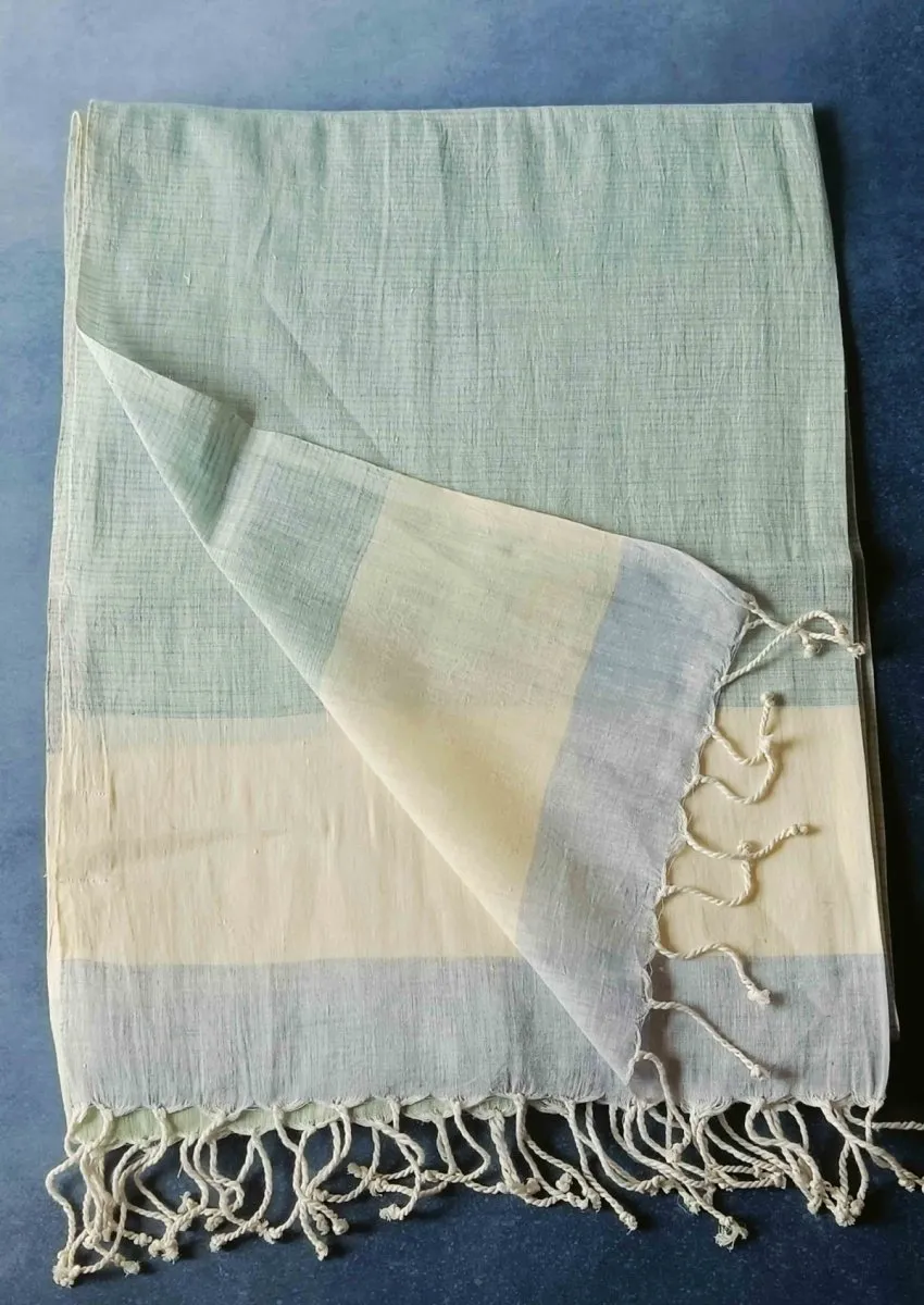 Striped Hemp Fabric Unisex Stole- Green & Yellow