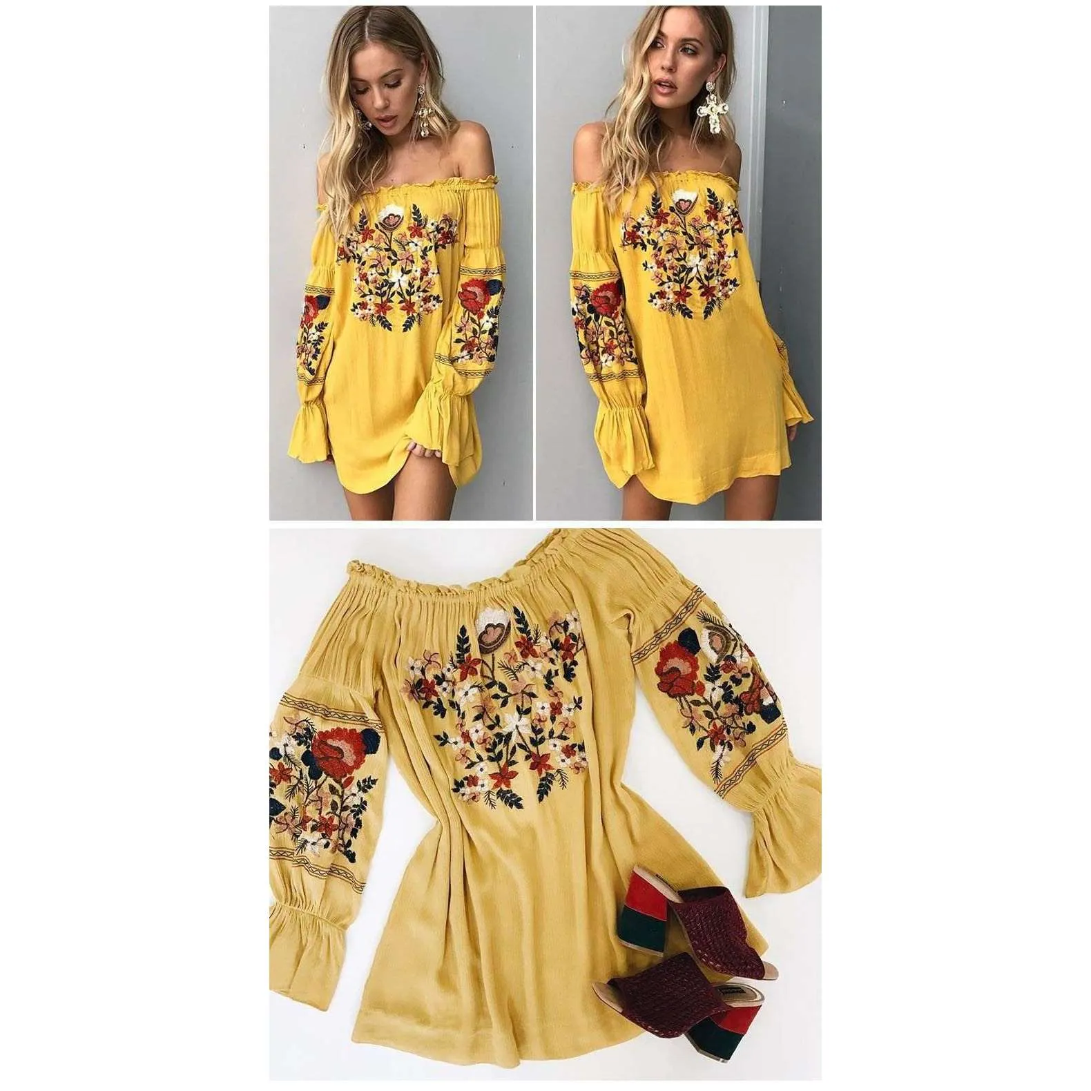 Sunflower Embroidered Dress