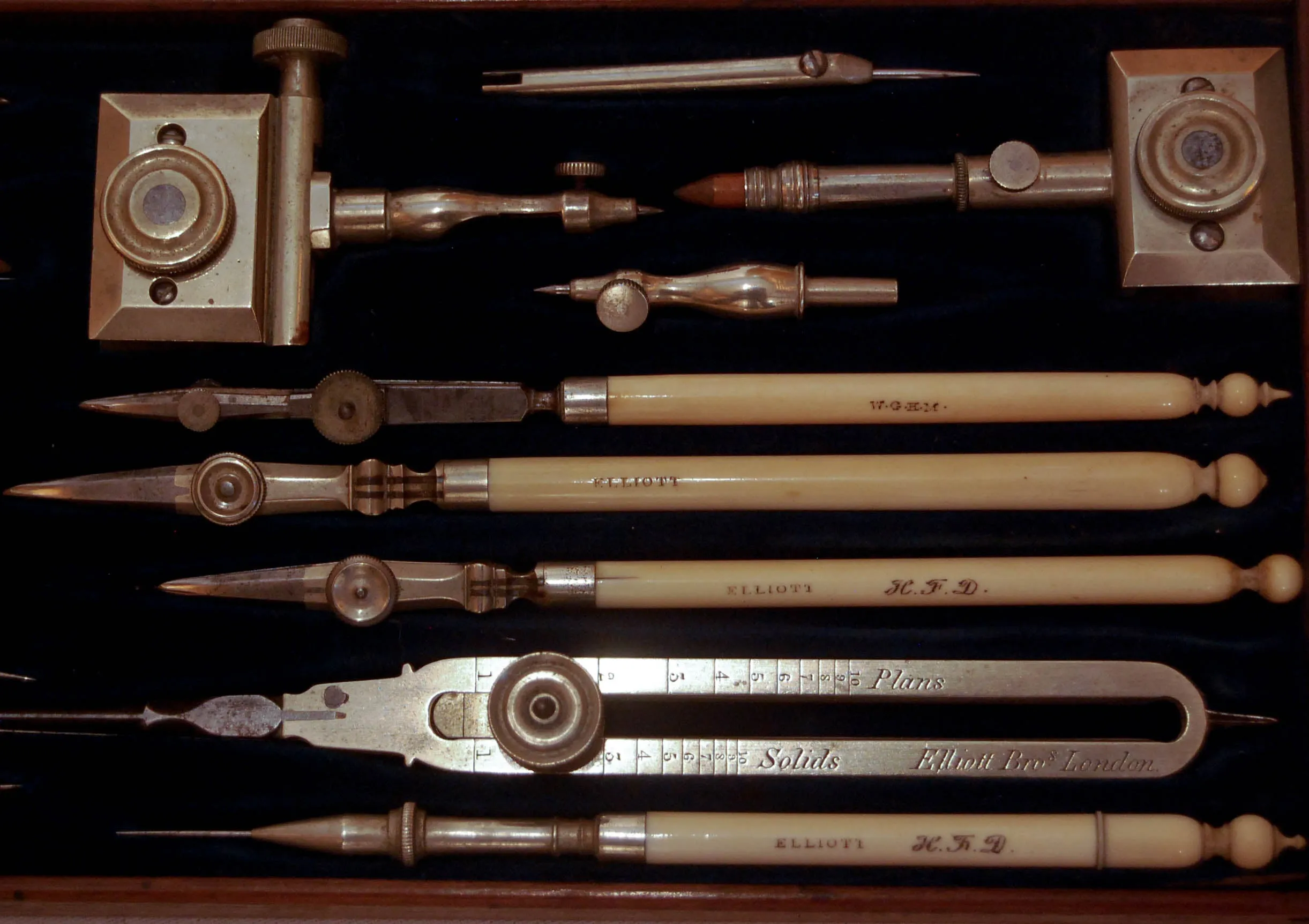 Victorian Drawing Instrument Set by Elliott Brothers London - Owned by Sir Hay Frederick Donaldson KCB