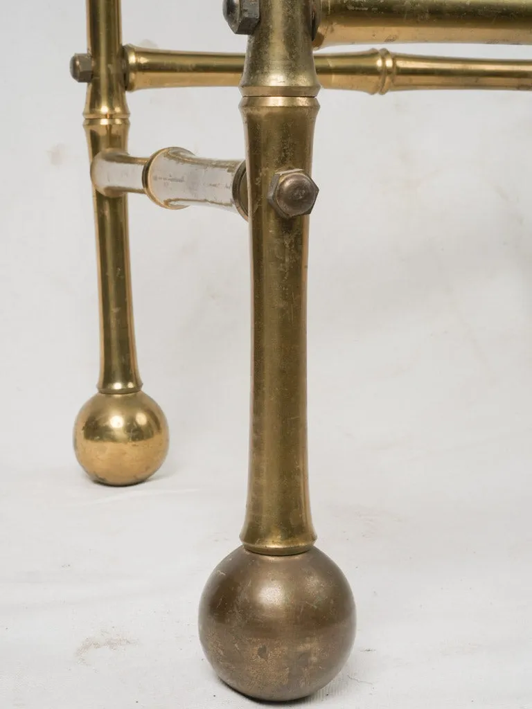 Vintage French Brass and Glass Faux Bamboo Étagère w/ Four Shelves 70"