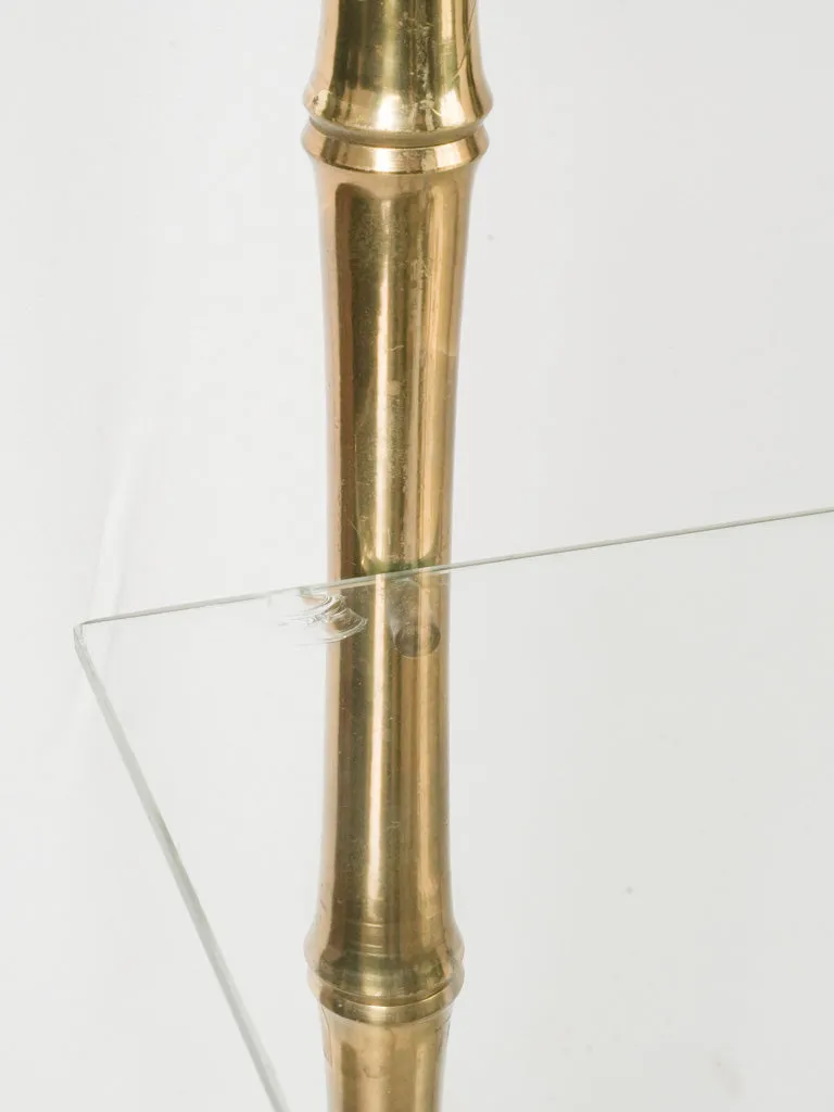Vintage French Brass and Glass Faux Bamboo Étagère w/ Four Shelves 70"