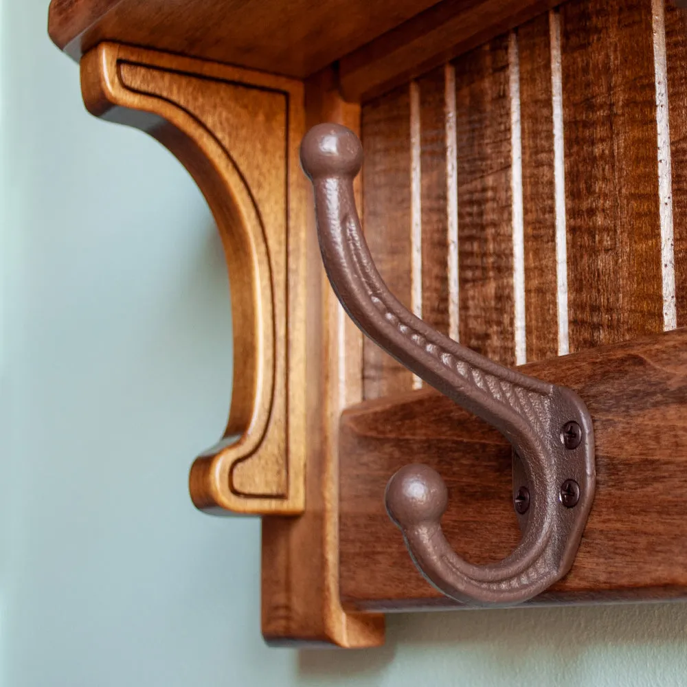 Wall Mirror Shelf & Coat Rack: FINISHED STAINED