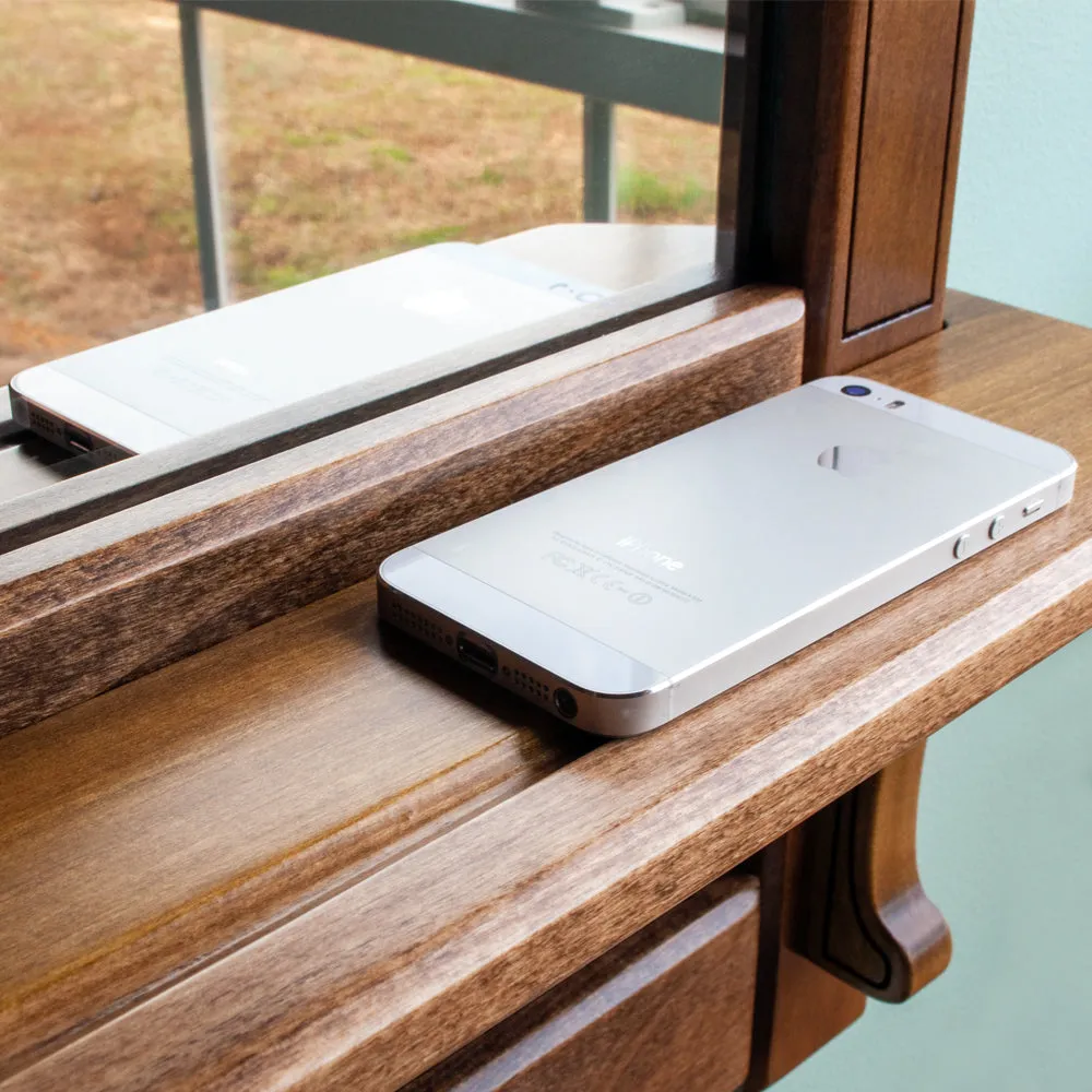 Wall Mirror Shelf & Coat Rack: FINISHED STAINED