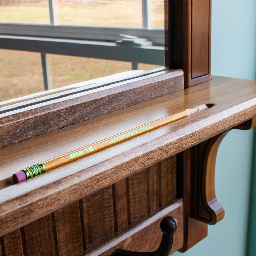 Wall Mirror Shelf & Coat Rack: FINISHED STAINED