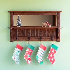 Wall Mirror Shelf & Coat Rack: FINISHED STAINED