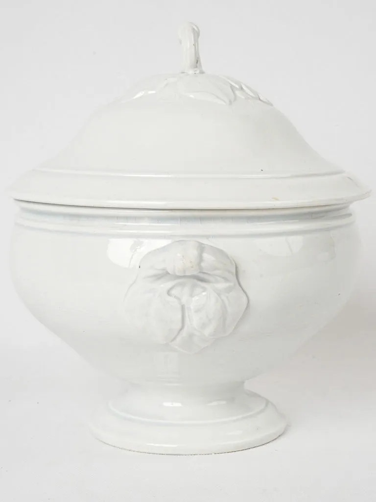 White Lidded Faience Tureen, Gien, Late 19th Century  9¾"
