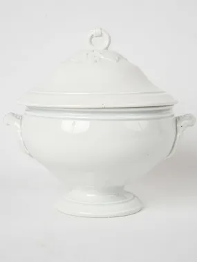 White Lidded Faience Tureen, Gien, Late 19th Century  9¾"