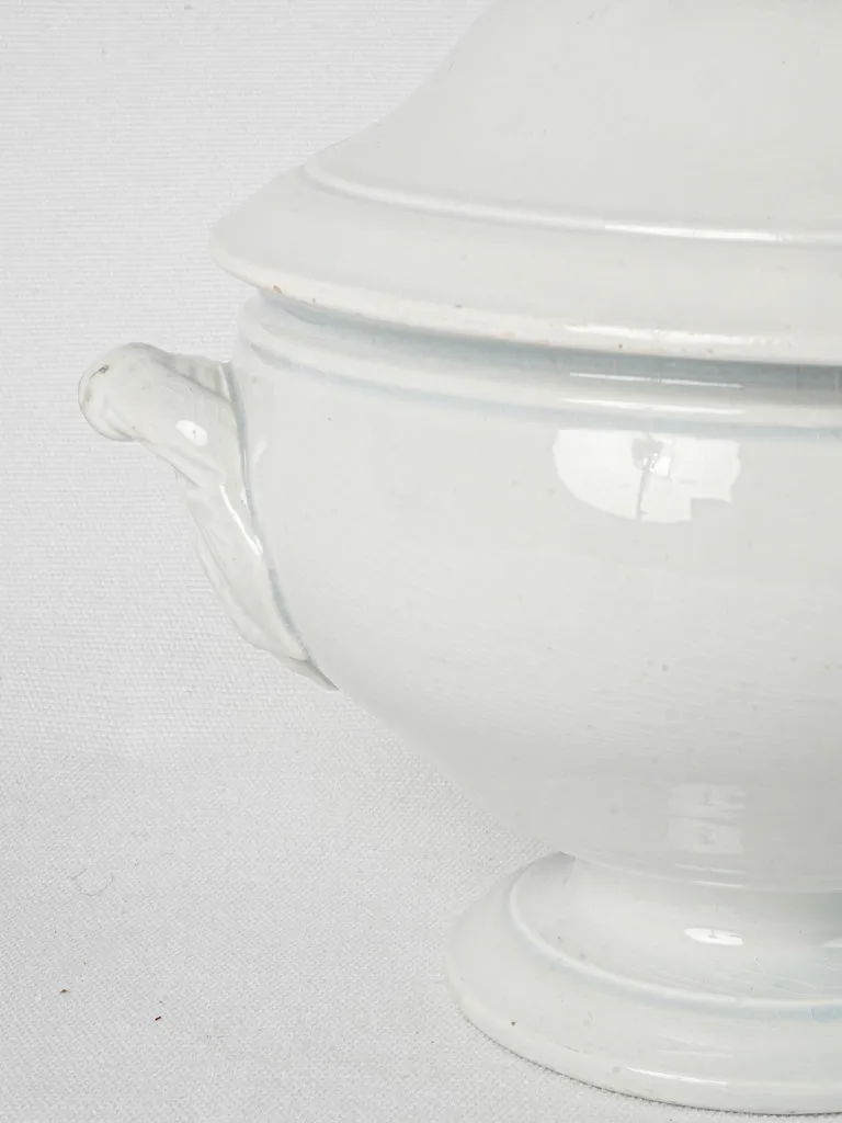 White Lidded Faience Tureen, Gien, Late 19th Century  9¾"