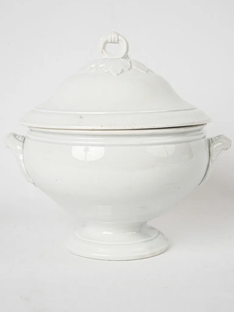 White Lidded Faience Tureen, Gien, Late 19th Century  9¾"
