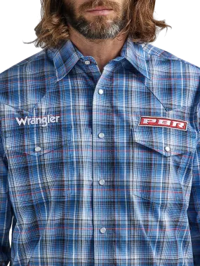 Wrangler Men's PBR Logo Navy Blue Snap Shirt