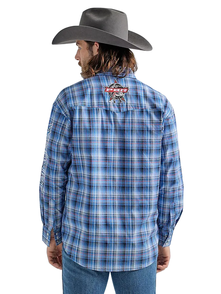 Wrangler Men's PBR Logo Navy Blue Snap Shirt